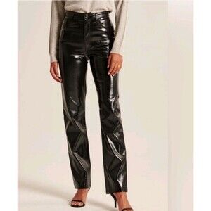 Abercrombie & Fitch A&F Curve Love black Leather Pants 90s Straight